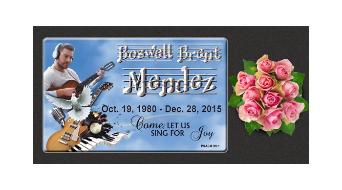 MF01 Flat Single Eternal Life Grave Marker Headstone 24"x12"x4" with 16"x10" color porcelain  P1SWN