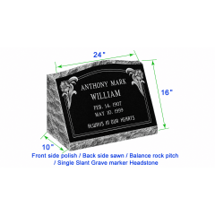 M104 Flat Single Slant Marker Headstone 24"x10"x16" P1BRP