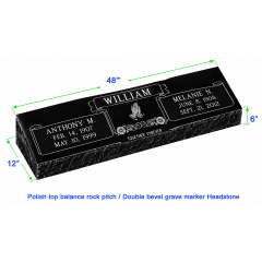 MB20 Flat Double Bevel Grave Marker Headstone 48"x12"x6" P1SWN
