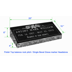 MB20 Flat Single Bevel Marker Headstone 20"x10"x6" P1BRP