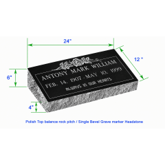 MB20 Flat Single Bevel Marker Headstone 24"x12"x6" P1BRP