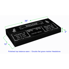 MF01 Flat Double Grave Marker Headstone 36"x12"x4" P1SWN