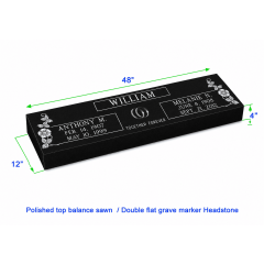MF01 Flat Double Grave Marker Headstone 48"x12"x4" P1SWN