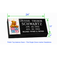 MF01 Flat Single Color Grave Marker Headstone 24"x12"x4" with 6"x12" color porcelain  P1SWN