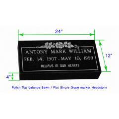 MF01 Flat Single Grave Marker Headstone 24"x12"x4" P1SWN