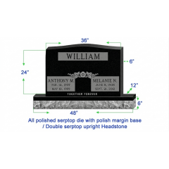 U104  Companion Upright Serptop Headstone 36"x6"x24"   Top  with 48"x12"x6" Base