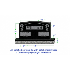 U104  Companion Upright Serptop Headstone 42"x6"x24"   Top  with 54"x12"x6" Base